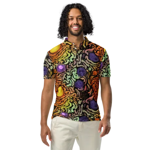 Psychedelic Harvest on a Men's Slim Fit Polo Shirt