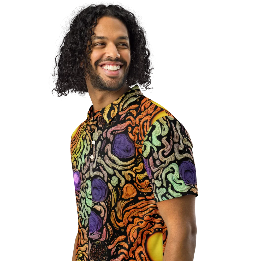 Psychedelic Harvest on Men's Slim Fit Polo Shirt — Left Front