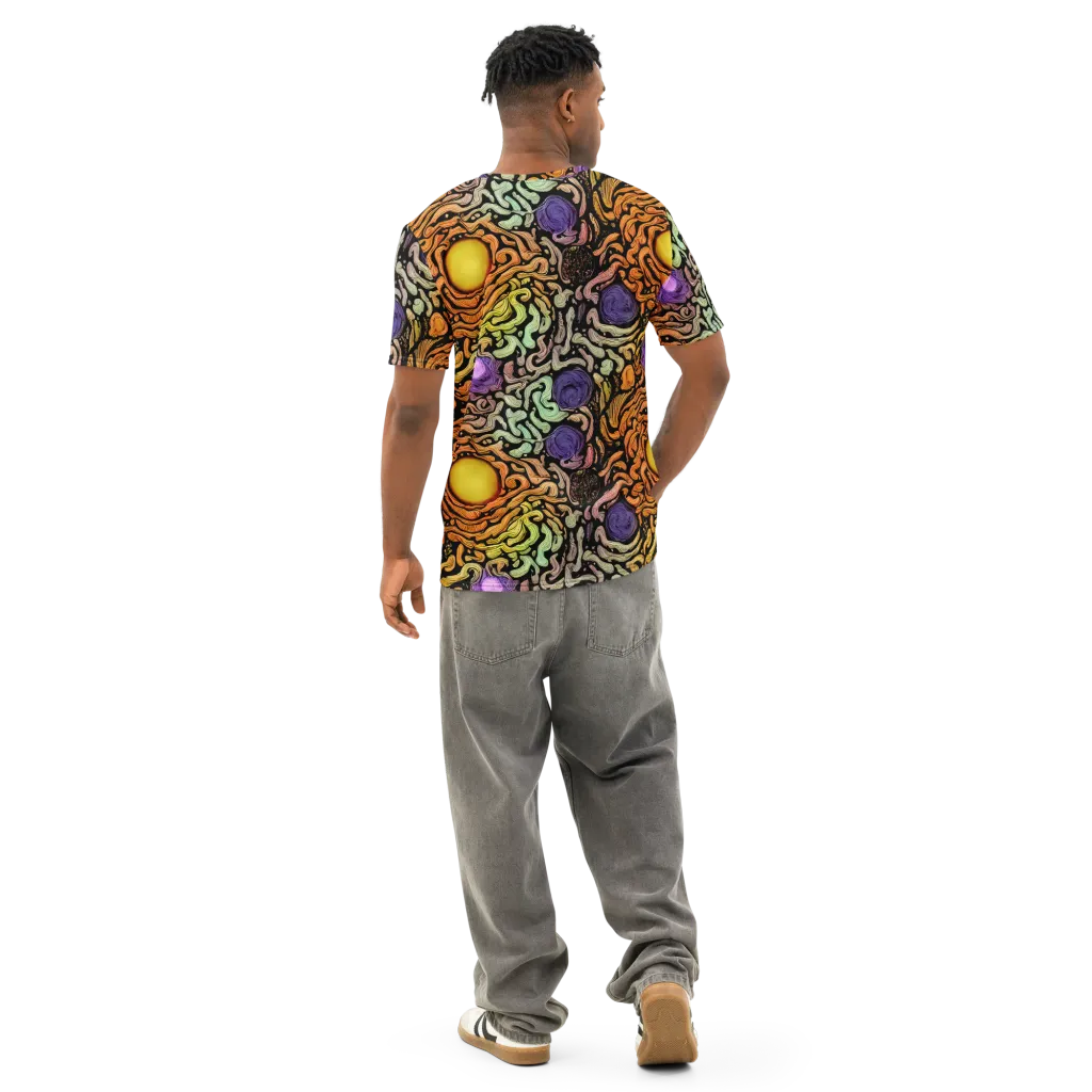 Psychedelic Harvest on Men's Cotton Crew Neck T-Shirt — Back