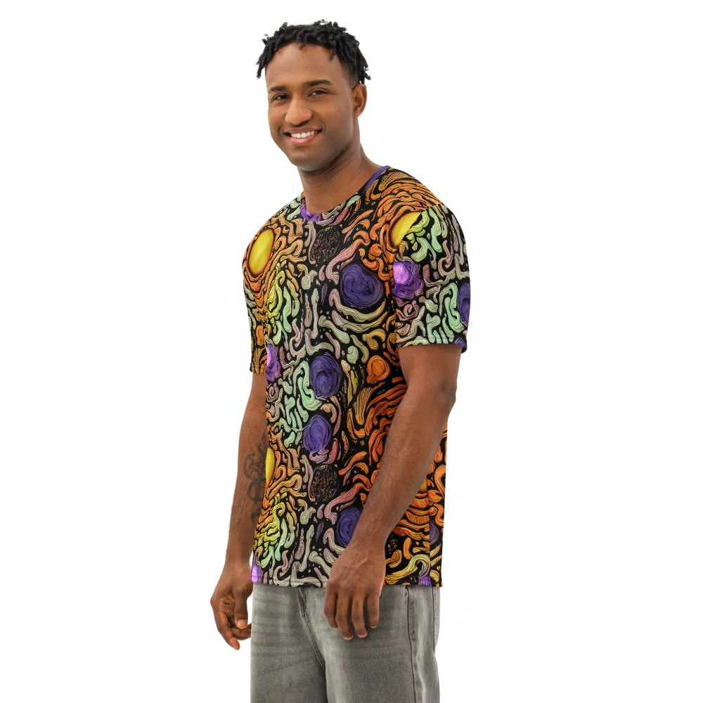 Psychedelic Harvest on Men's Cotton Crew Neck T-Shirt — Left Front