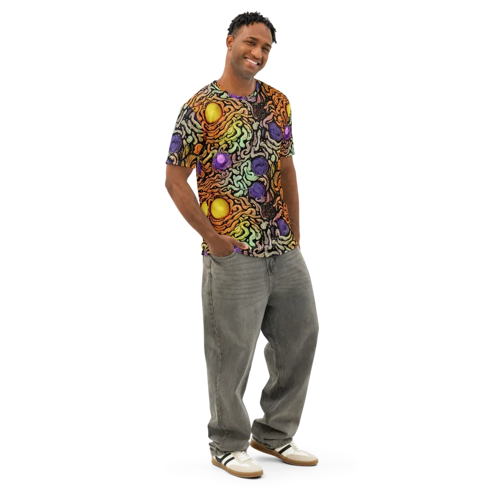 Psychedelic Harvest on Men's Cotton Crew Neck T-Shirt — Right Front