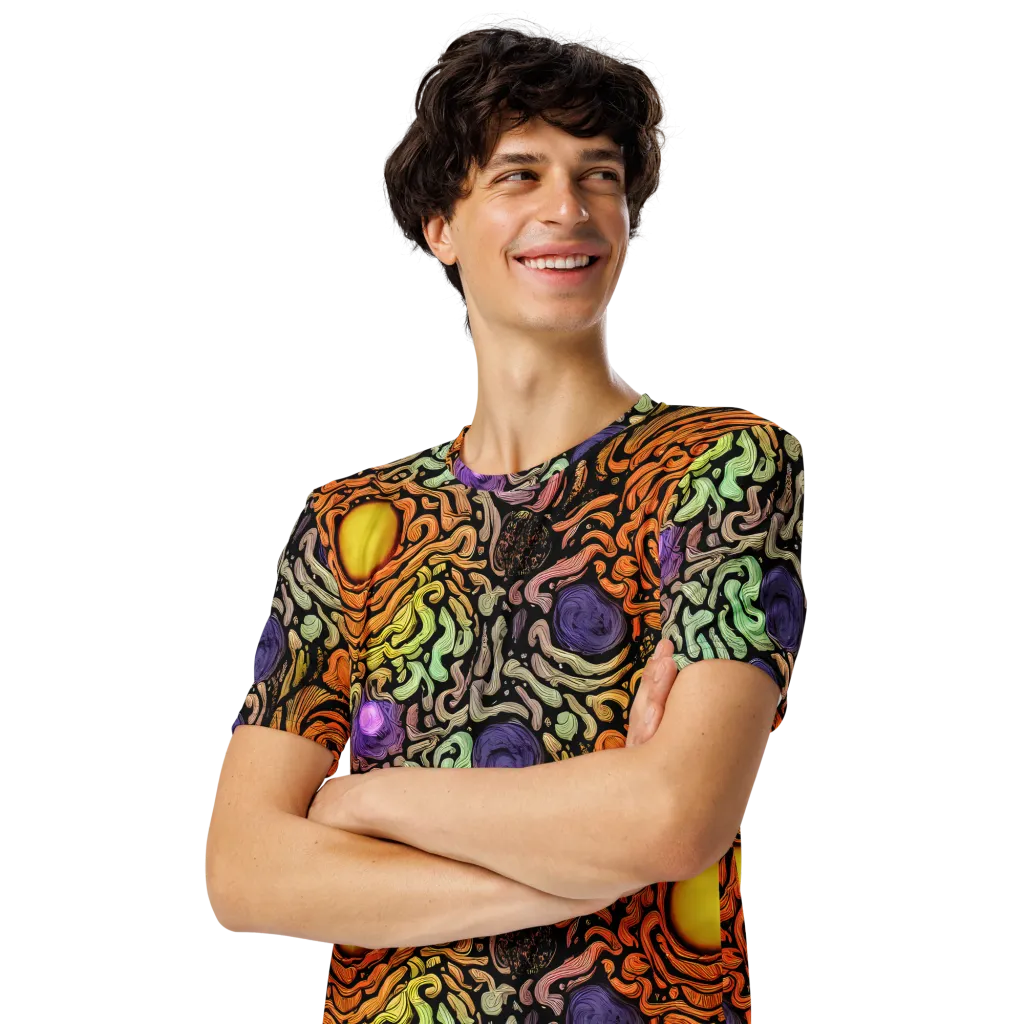 Psychedelic Harvest on Men's Crew Neck T-Shirt — Left Front