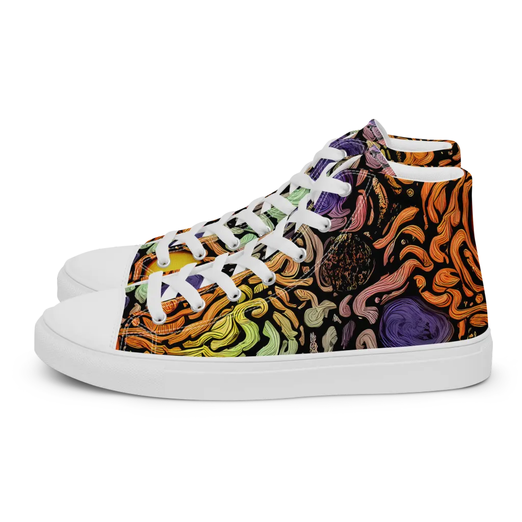 Psychedelic Harvest on Men's High Top Canvas Shoes — Left