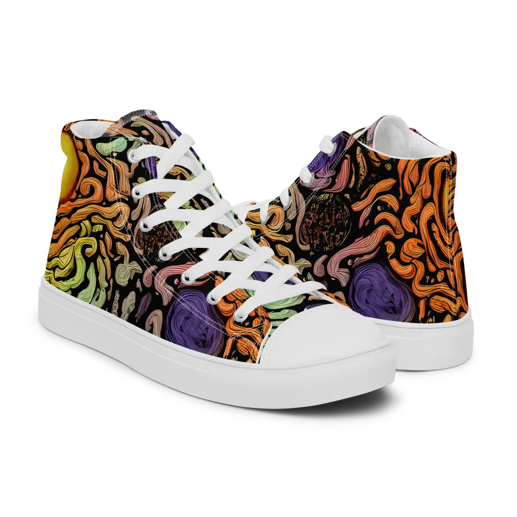 Psychedelic Harvest on Men's High Top Canvas Shoes — Right