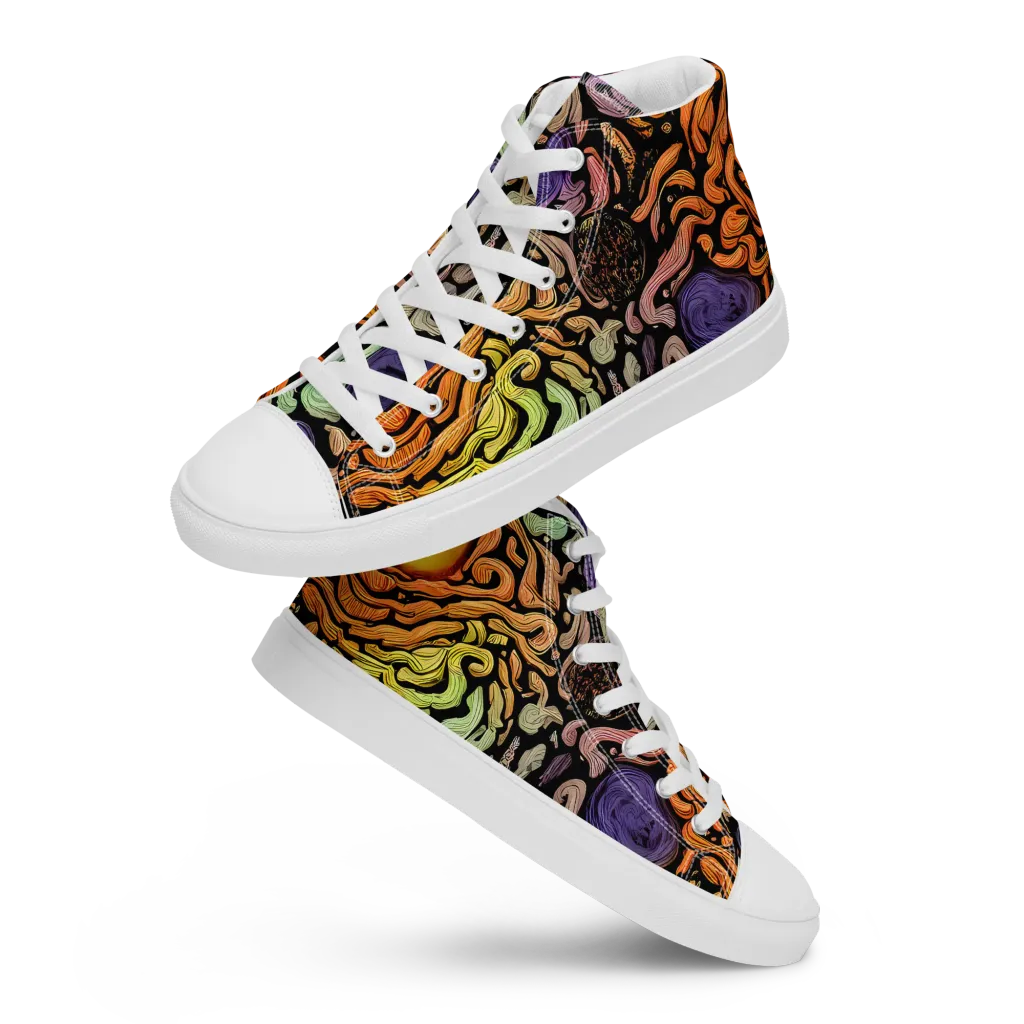 Psychedelic Harvest on Men's High Top Canvas Shoes — Front