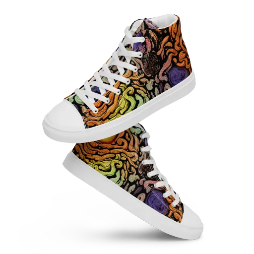 Psychedelic Harvest on a Men's High Top Canvas Shoes