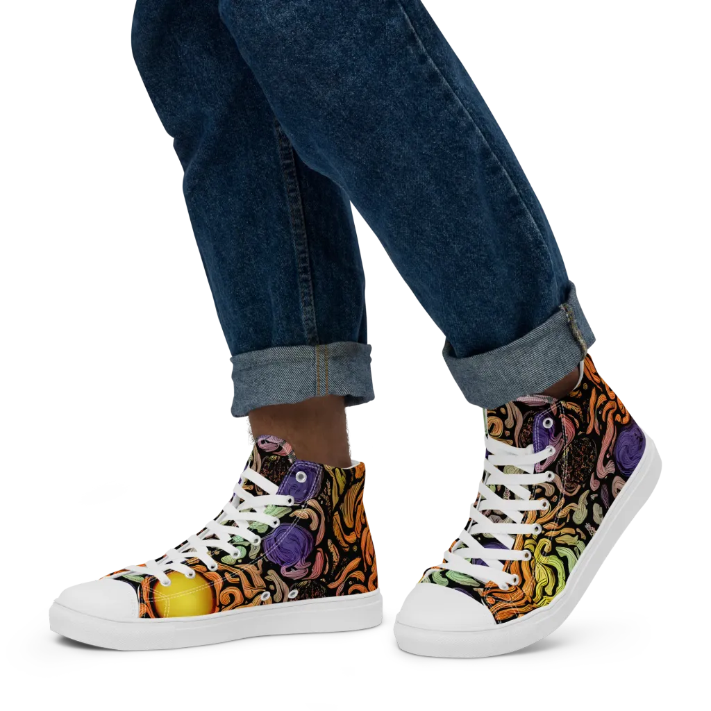 Psychedelic Harvest on Men's High Top Canvas Shoes — Left