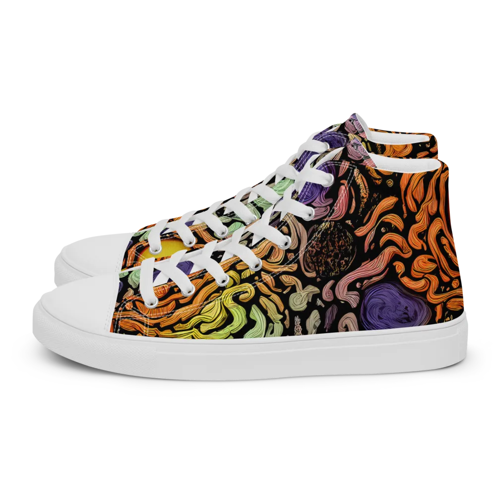 Psychedelic Harvest on Women's High Top Canvas Shoes — Left