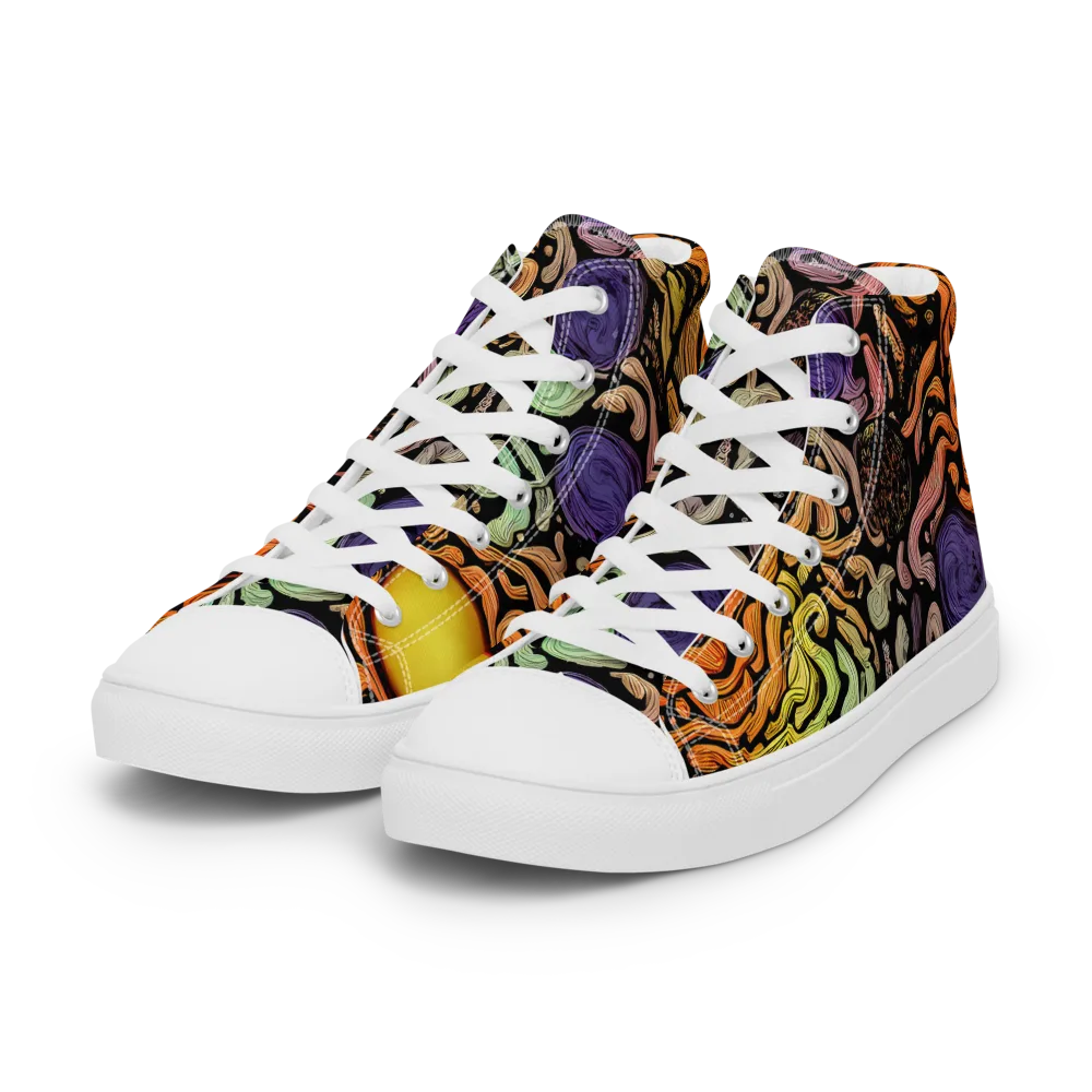 Psychedelic Harvest on Women's High Top Canvas Shoes — Left Front