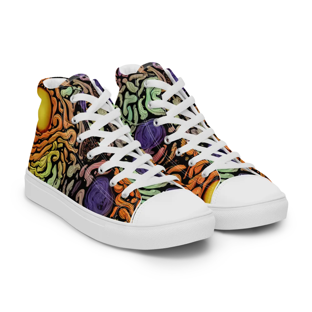 Psychedelic Harvest on Women's High Top Canvas Shoes — Right Front