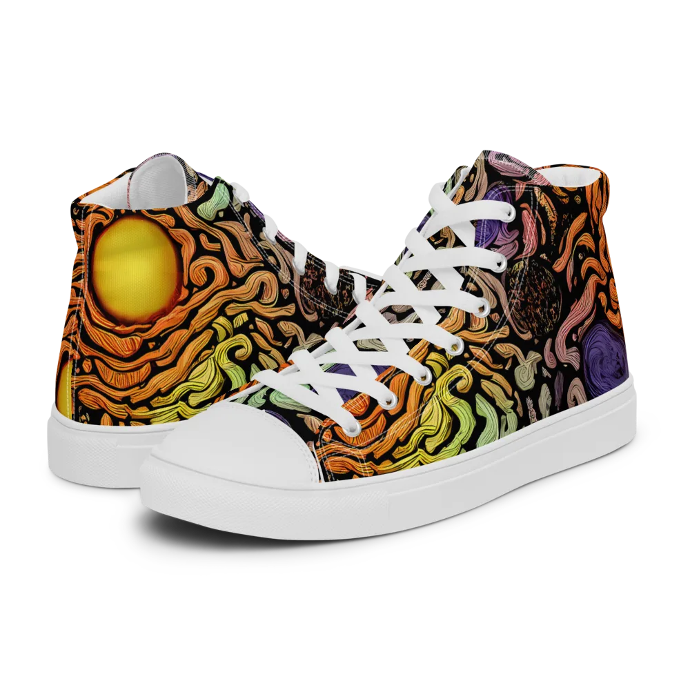 Psychedelic Harvest on Women's High Top Canvas Shoes — Left