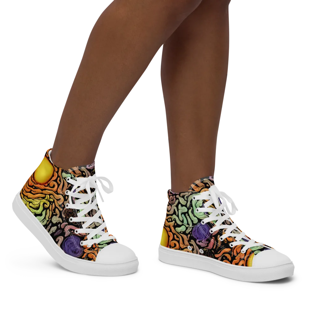 Psychedelic Harvest on Women's High Top Canvas Shoes — Right