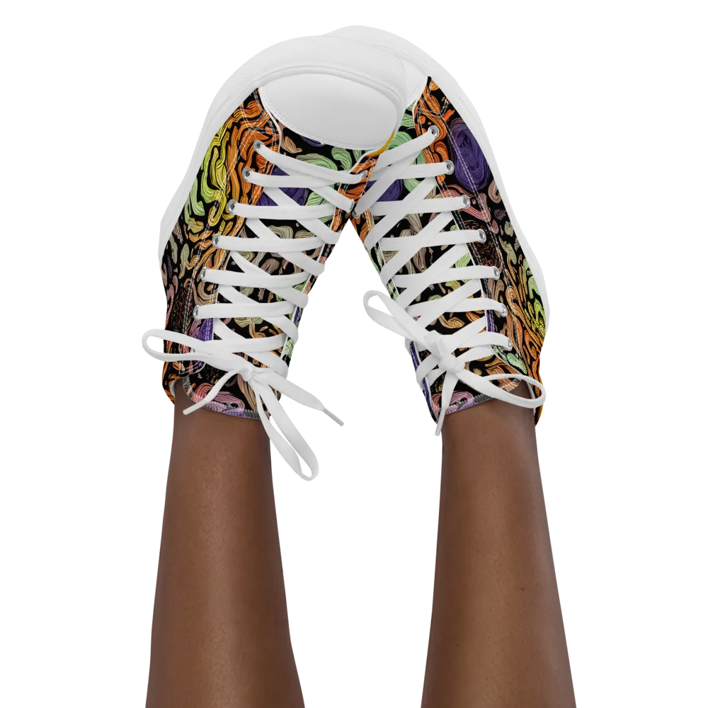 Psychedelic Harvest on Women's High Top Canvas Shoes — Front