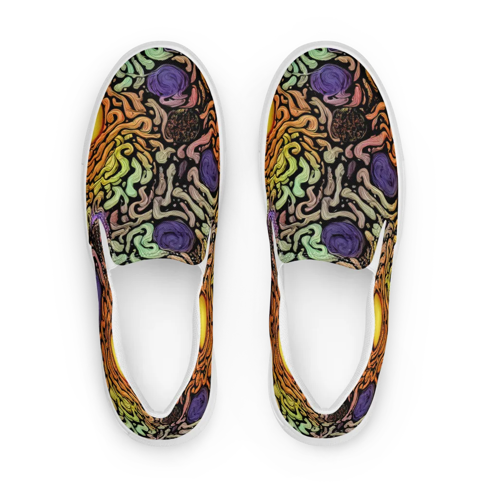 Psychedelic Harvest on Men's Slip-On Canvas Shoes — Front