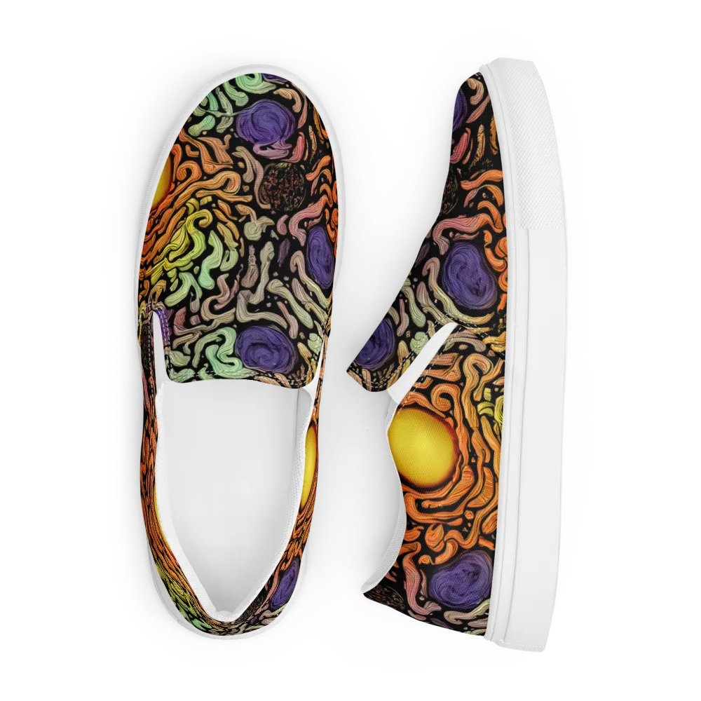 Psychedelic Harvest on Men's Slip-On Canvas Shoes — Front