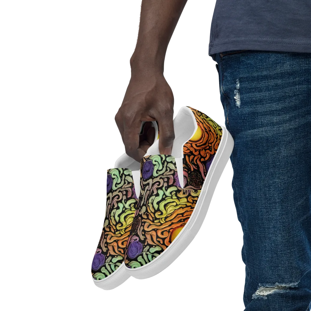 Psychedelic Harvest on Men's Slip-On Canvas Shoes — Left Front
