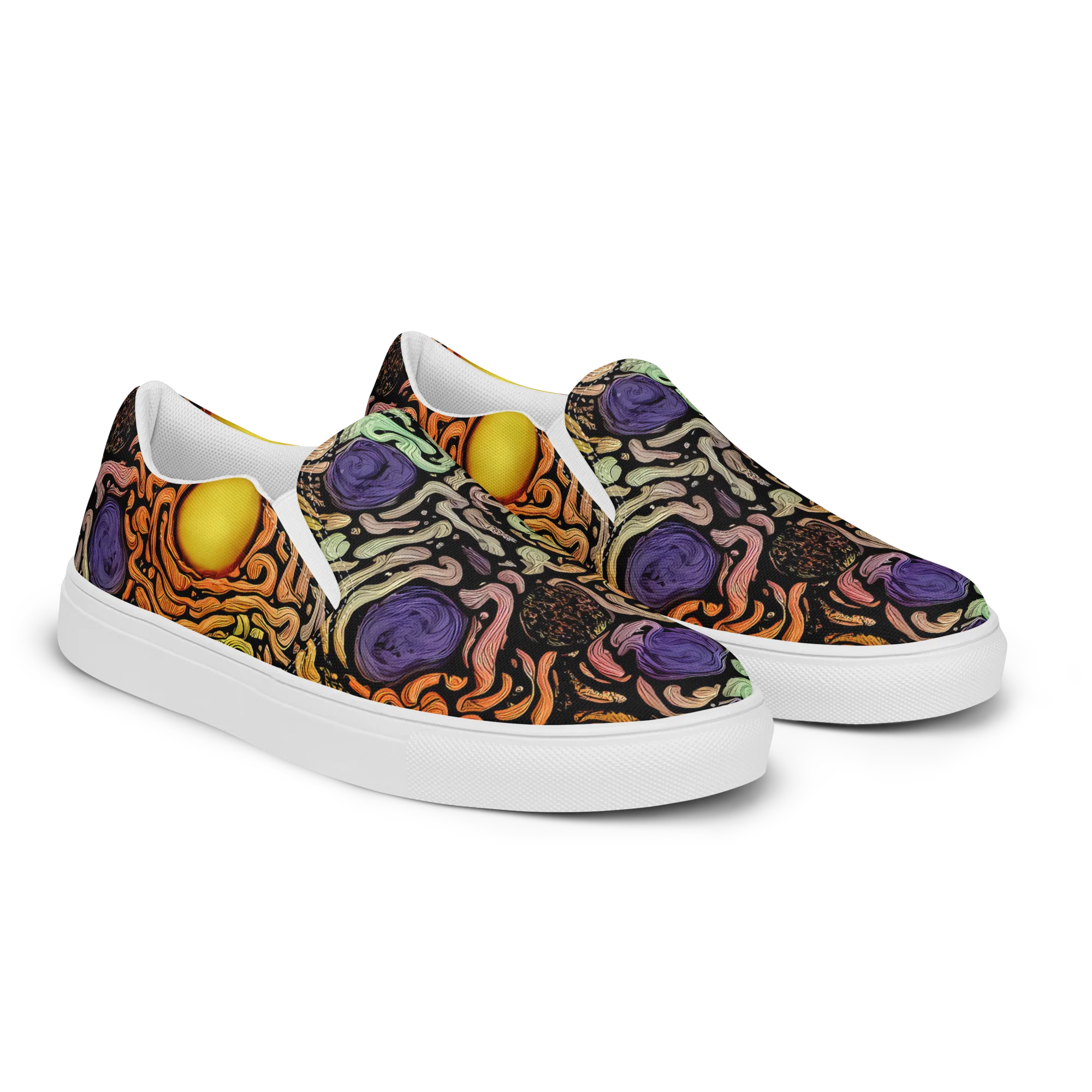 Psychedelic Harvest on Women's Slip-On Canvas Shoes — Right Front