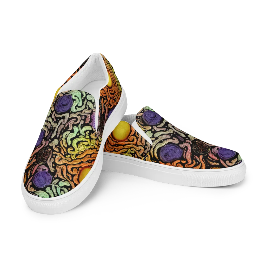Psychedelic Harvest on Women's Slip-On Canvas Shoes — Left Front