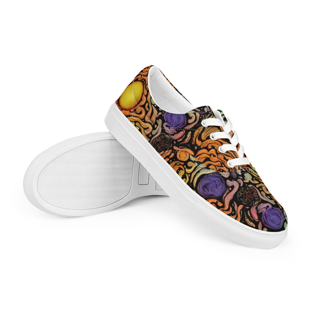 Psychedelic Harvest on Men's Lace-Up Canvas Shoes — Right Front