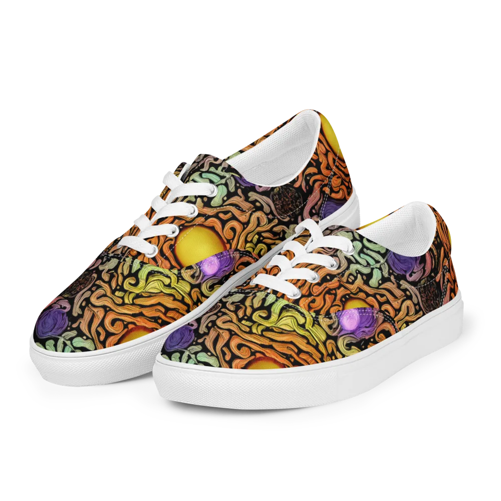 Psychedelic Harvest on Men's Lace-Up Canvas Shoes — Left Front