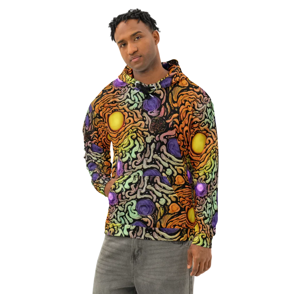 Psychedelic Harvest on Cotton Hoodie — Left Front