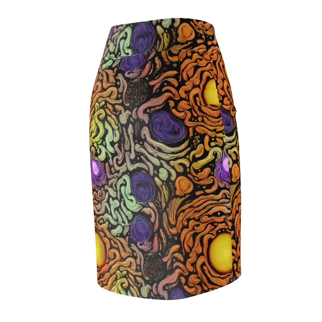 Psychedelic Harvest on Pencil Skirt — Back Side