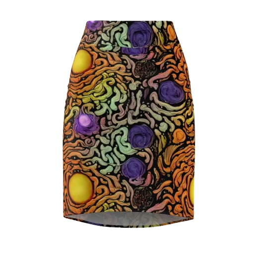 Psychedelic Harvest on a Pencil Skirt