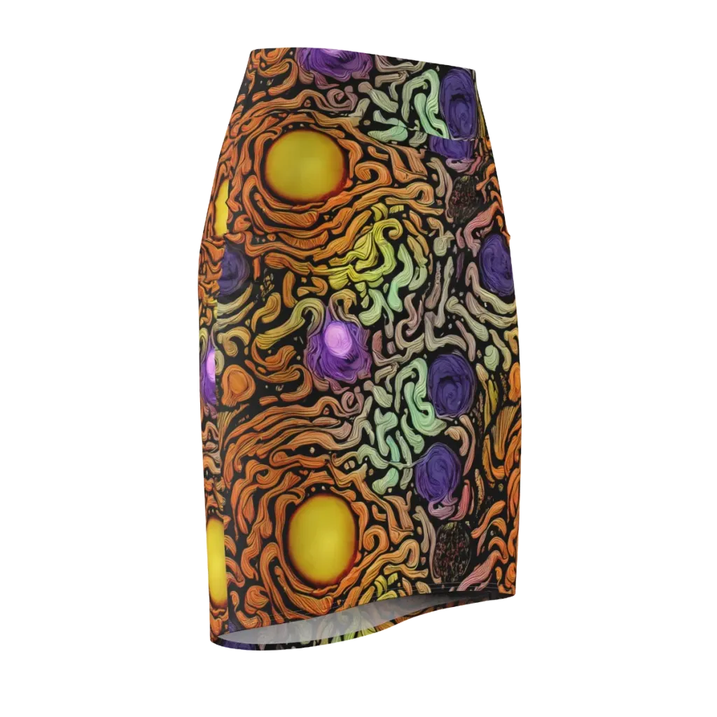 Psychedelic Harvest on Pencil Skirt — Front Side