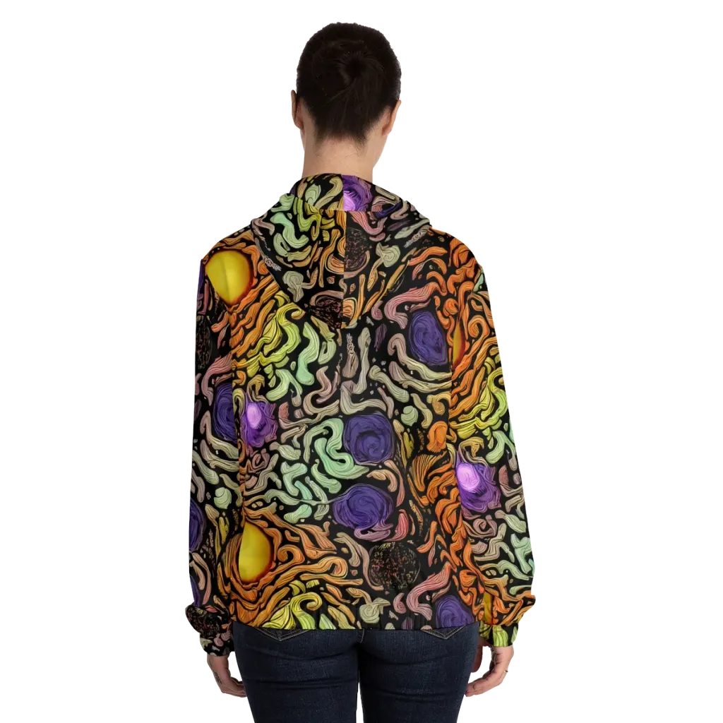 Psychedelic Harvest on Women's Full-Zip Hoodie — Back On Person