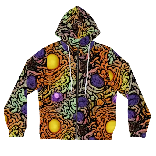 Psychedelic Harvest on a Women's Full-Zip Hoodie