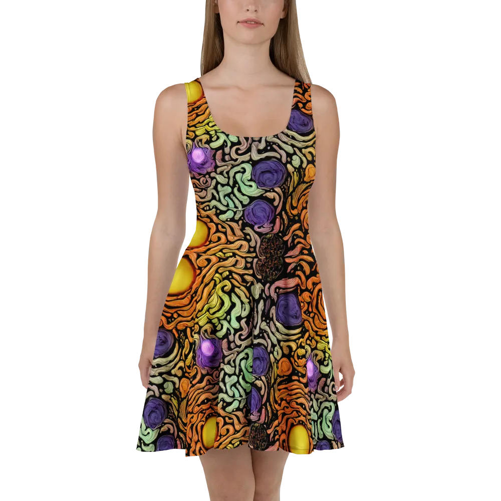 Psychedelic Harvest on Skater Dress — Front