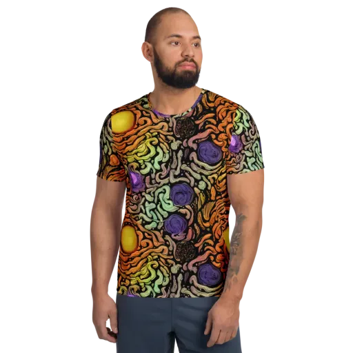 Psychedelic Harvest on a Men's Athletic T-Shirt