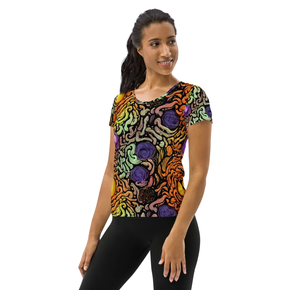 Psychedelic Harvest on Women's Athletic T-Shirt — Left