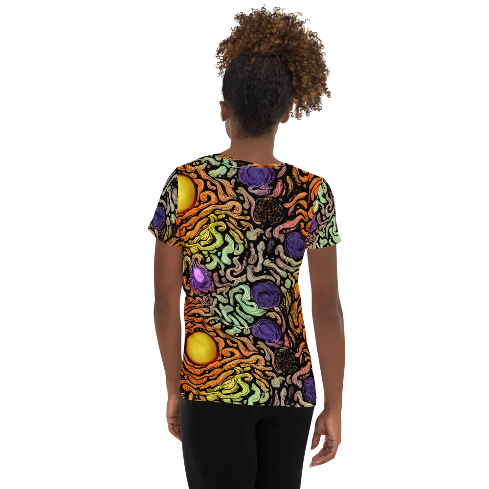 Psychedelic Harvest on Women's Athletic T-Shirt — Back
