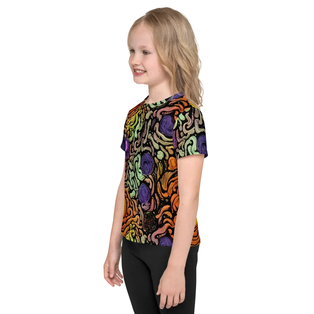 Psychedelic Harvest on Kids Crew Neck T-Shirt — Left