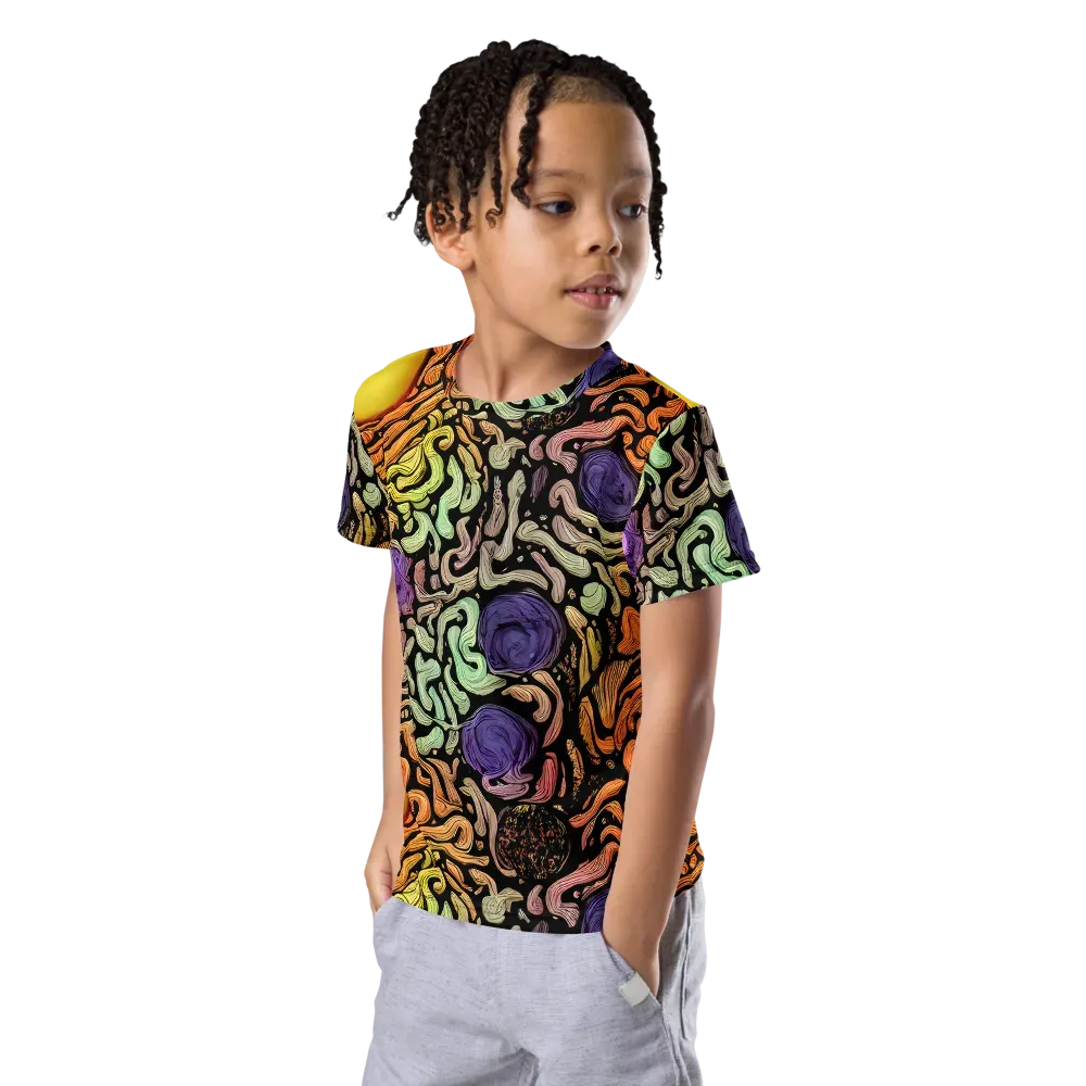 Psychedelic Harvest on Kids Crew Neck T-Shirt — Left Front