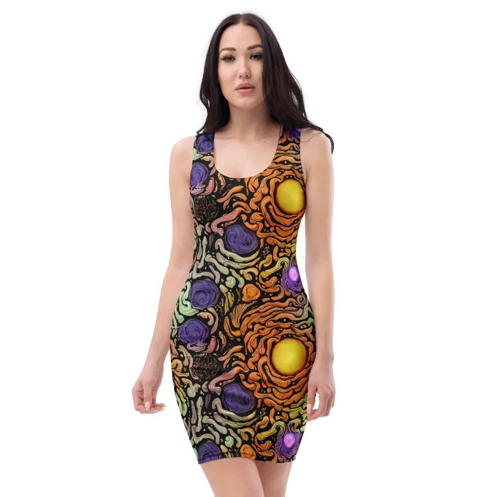 Psychedelic Harvest on Bodycon Dress — Front