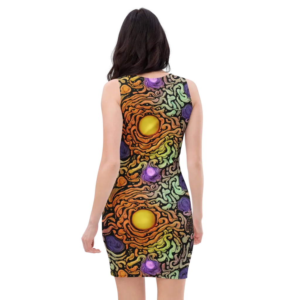 Psychedelic Harvest on Bodycon Dress — Back