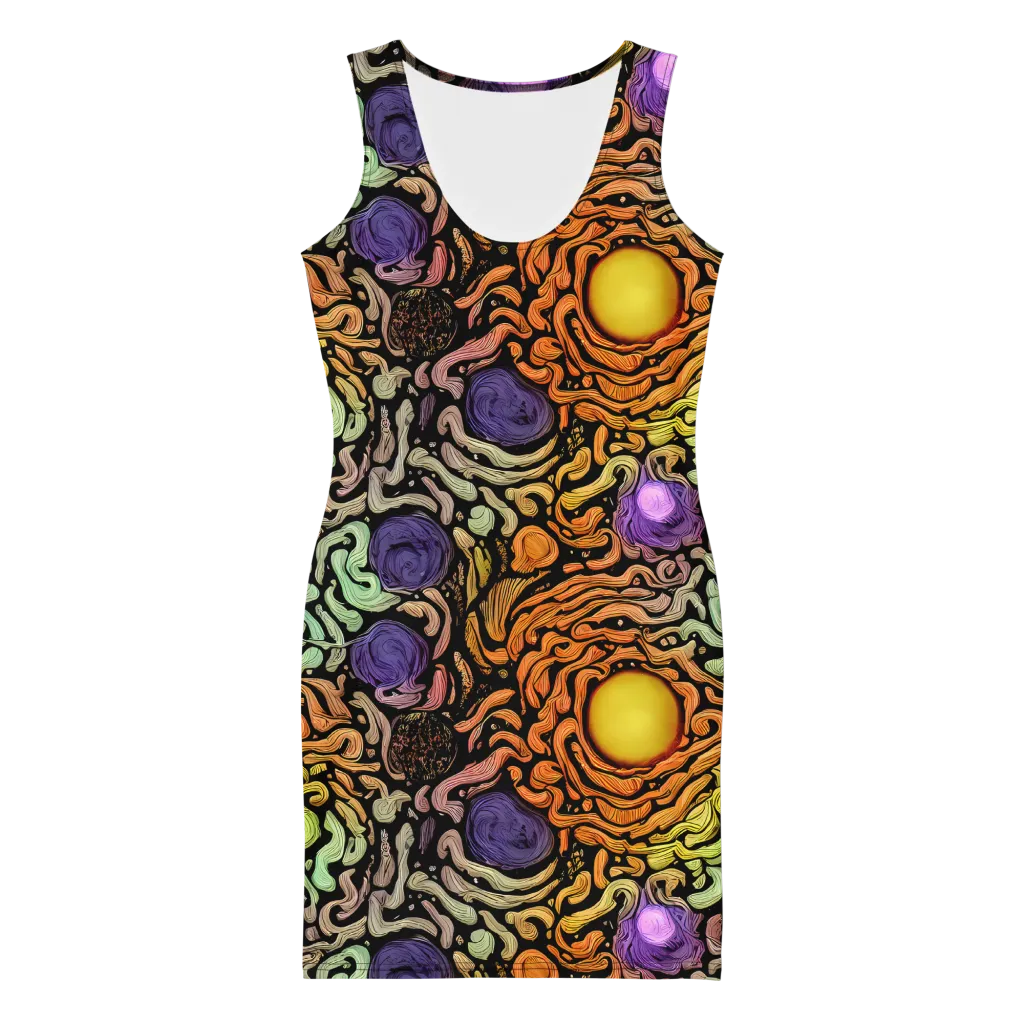 Psychedelic Harvest on Bodycon Dress — Front