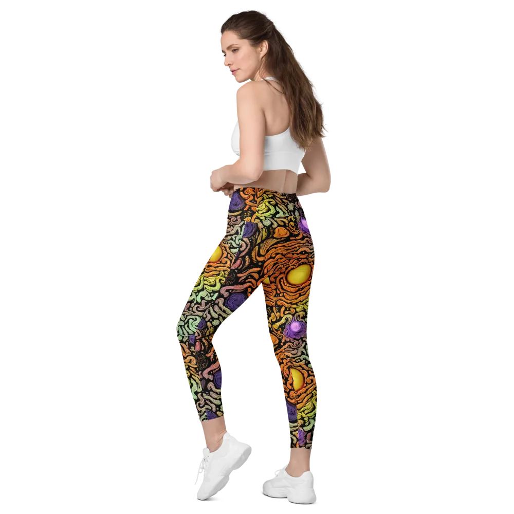 Psychedelic Harvest on Leggings with Pockets — Left Back