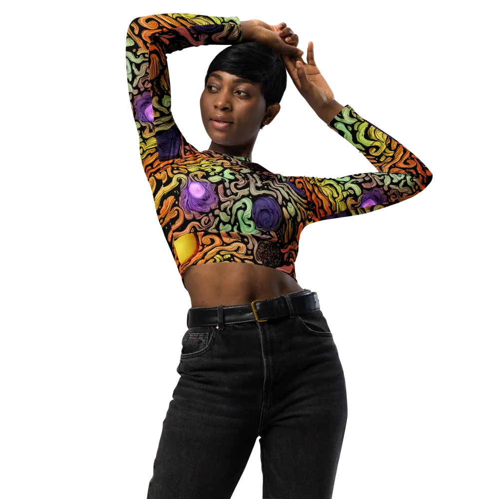 Psychedelic Harvest on Long Sleeve Crop Top — Front