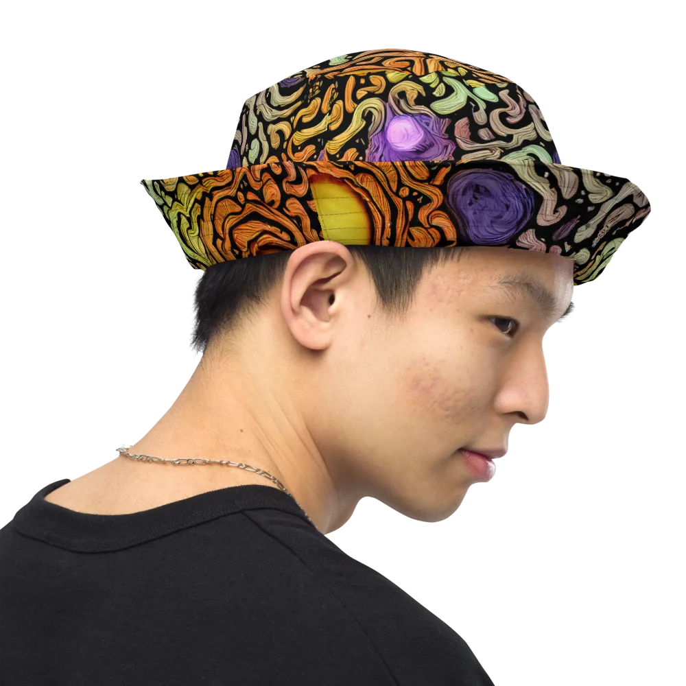 Psychedelic Harvest on Reversible Bucket Hat — Right Outside
