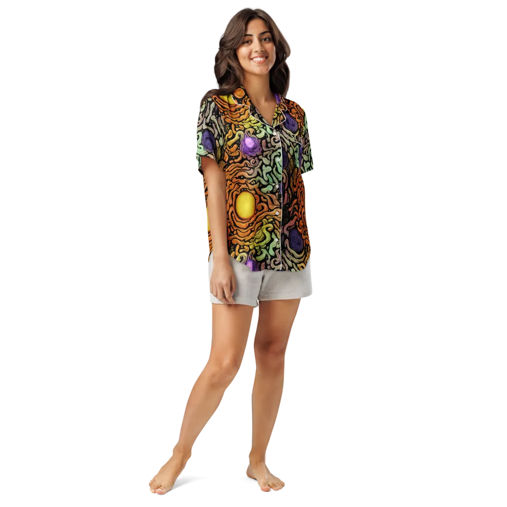 Psychedelic Harvest on Women's Short Sleeve Pajama Top — Front