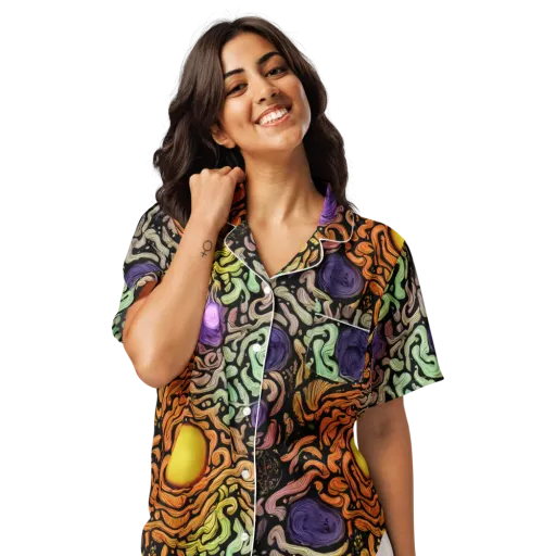 Psychedelic Harvest on a Women's Short Sleeve Pajama Top