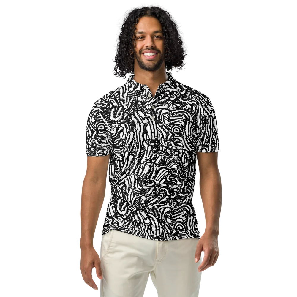 Shadow Marbling on Men's Slim Fit Polo Shirt — Front