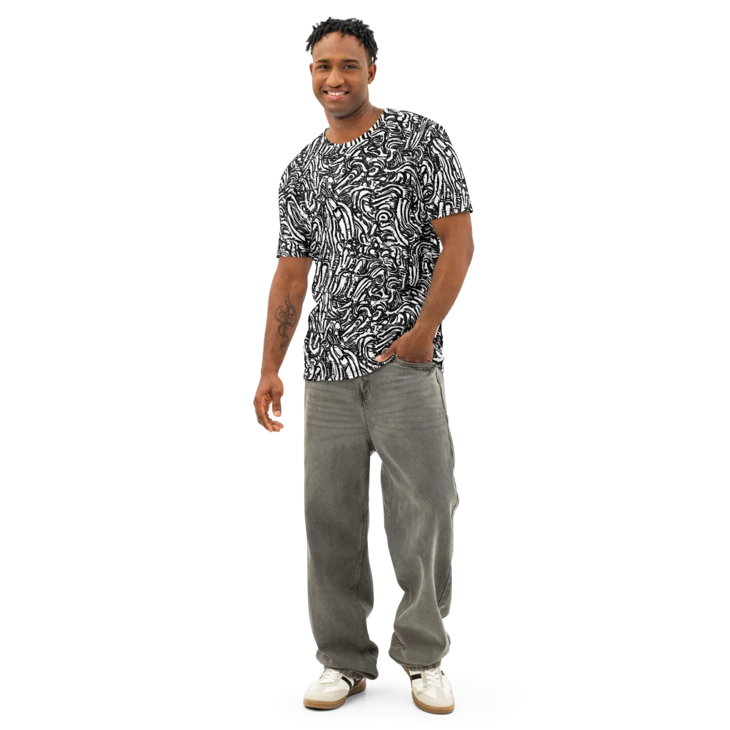 Shadow Marbling on Men's Cotton Crew Neck T-Shirt — Front