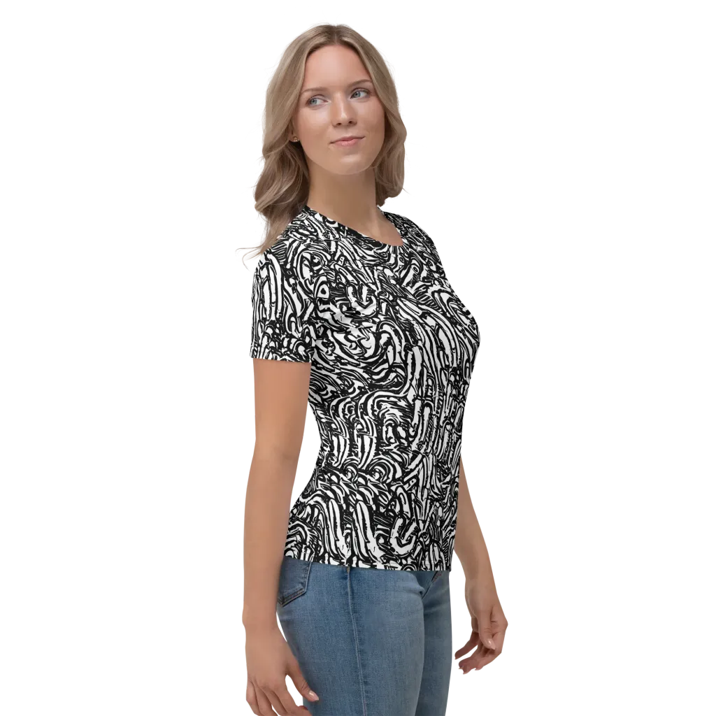 Shadow Marbling on Women's Crew Neck T-Shirt — Right