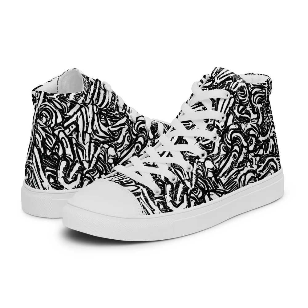 Shadow Marbling on Women's High Top Canvas Shoes — Left