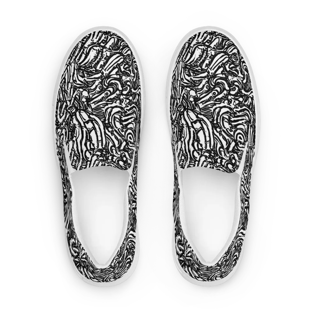 Shadow Marbling on Men's Slip-On Canvas Shoes — Front