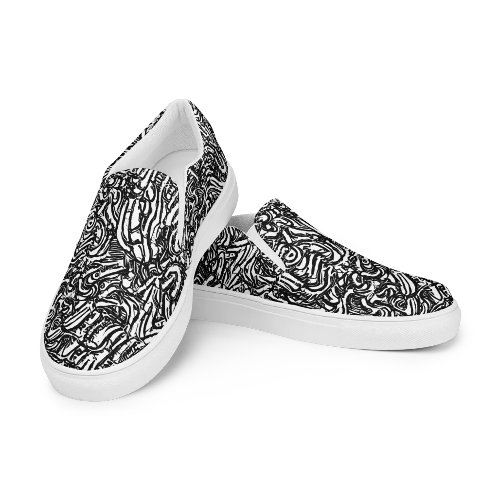 Shadow Marbling on Men's Slip-On Canvas Shoes — Left Front